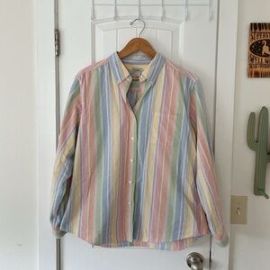 L.L. Bean Pastel Striped Button-Down Shirt